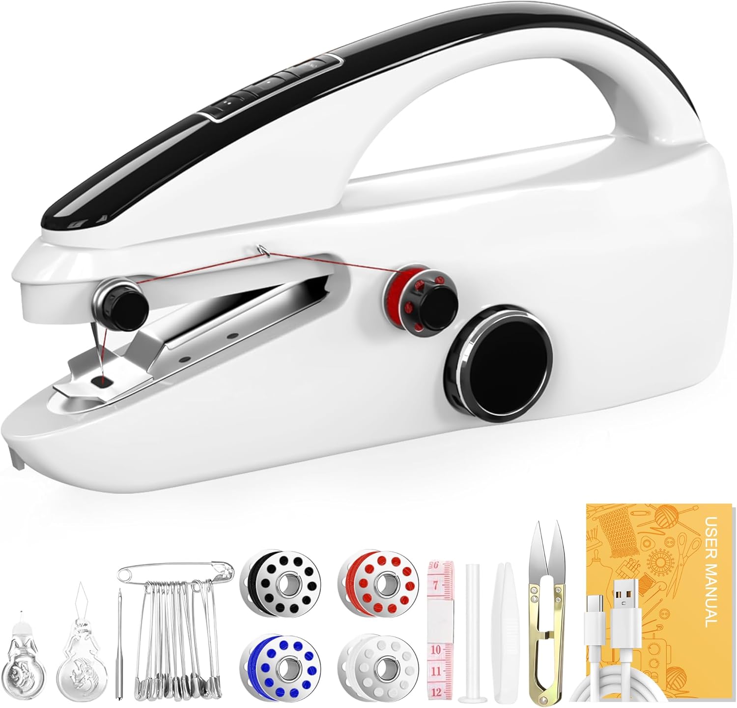 Portable Hand Held Sewing Machine for Adults, Handheld Compact Sewing Machine Tool for Beginners Hemming, Two Adjustable Levels, Easy to use and Suitable for DIY, Clothes, Family, Travel