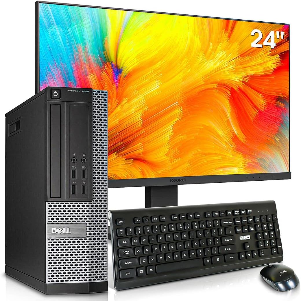 Dell OptiPlex 7020 Desktop Computers PC with New 24 inch Koorui Monitor Bundle,i7-4790 32GB Ram 512GB M.2 NVMe SSD+128GB SSD,AC7260 Built-in WiFi Ready,Dual Monitor Support,Windows 10 Pro (Renewed