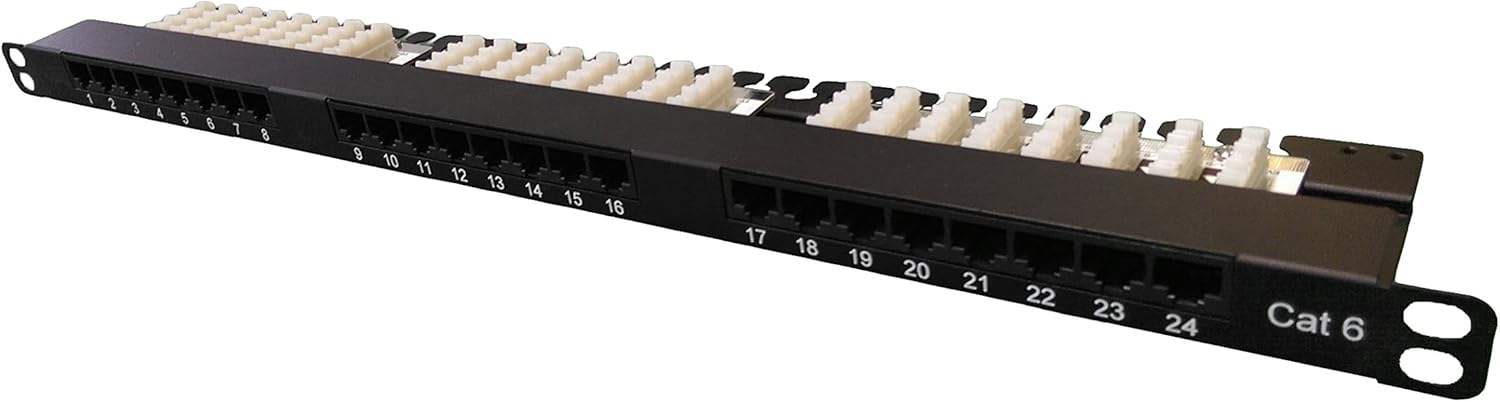 High Density CAT6 Half-U (0.5U) Patch Panel, 24 Port-110-Data Center- Telecom Room