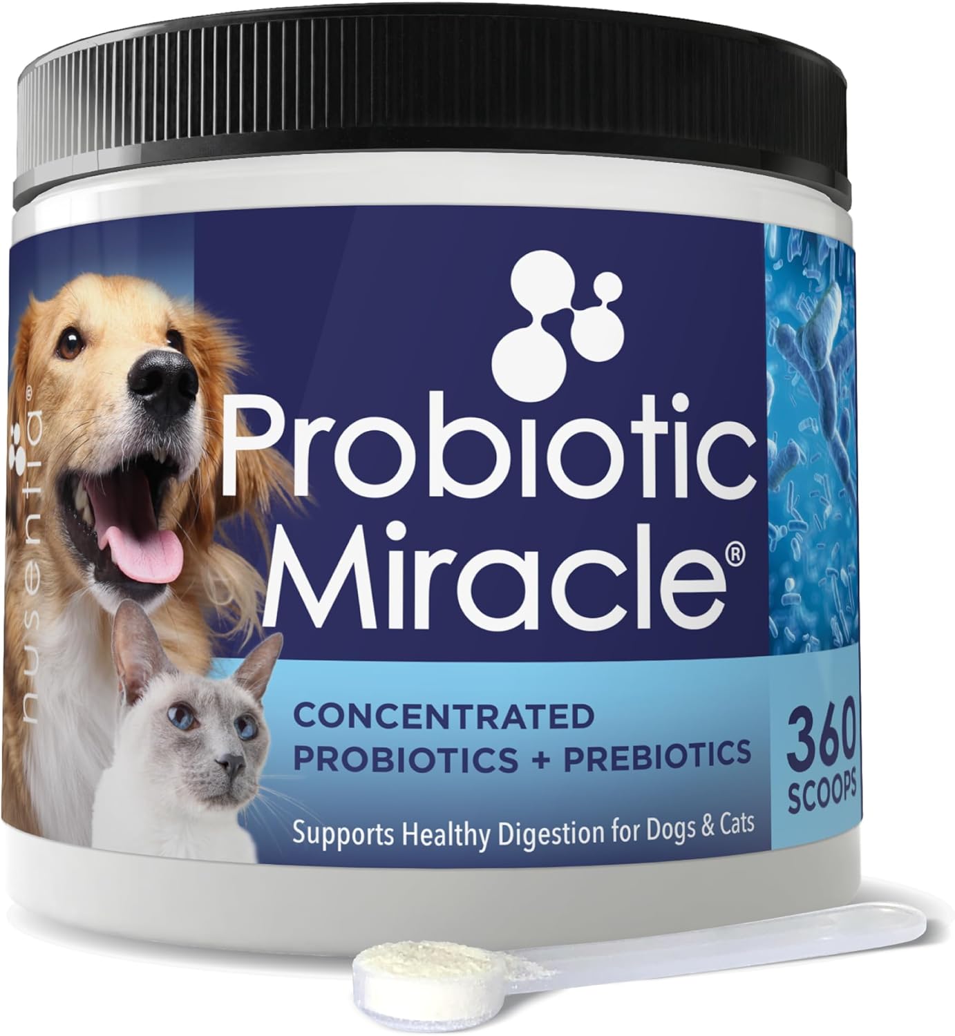 Probiotics for Dogs -(360 Scoops)-Probiotic Miracle -Advanced, Species Specific Probiotics and Prebiotics to Stop Diarrhea, Loose Stool, and Yeast-Plus Immune Support