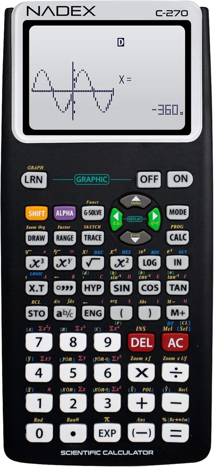 Scientific Calculator with Graph Functions for College and High School Students, Engineering, Advanced Mathematics, Calculus, Algebra, Geometery, Trigonometry, Statistics, Physics, Chemistry – Black