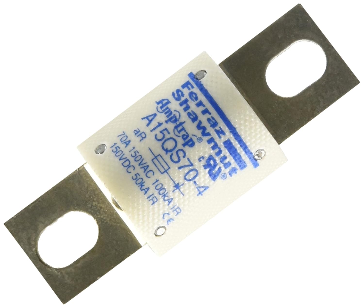 Mersen A15QS Amp-Trap Semiconductor Protection Fuse, 150VAC/DC, 100kA AC/100kA DC, 70 Ampere, 1-1/8″ Diameter x 2-21/32″ Length