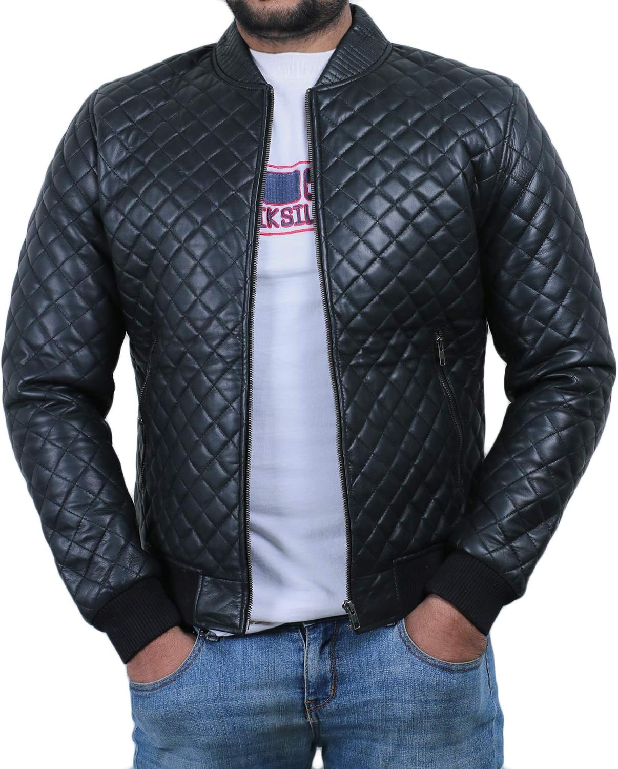 Laverapelle Men’s Genuine Lambskin Leather Jacket (Black, Bomber Jacket) – 1801006