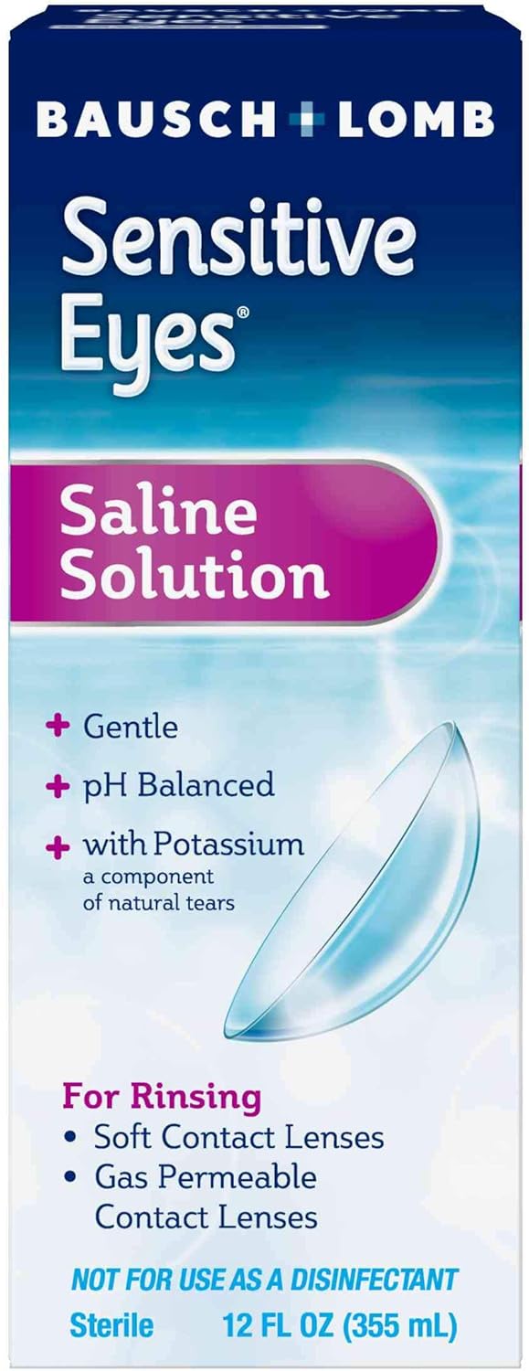 Sensitive Eyes Saline Solution from Bausch & Lomb, for Soft Contact & Gas Permeable Lenses, Saline Solution with Potassium, 12 Fl Oz (355 mL)