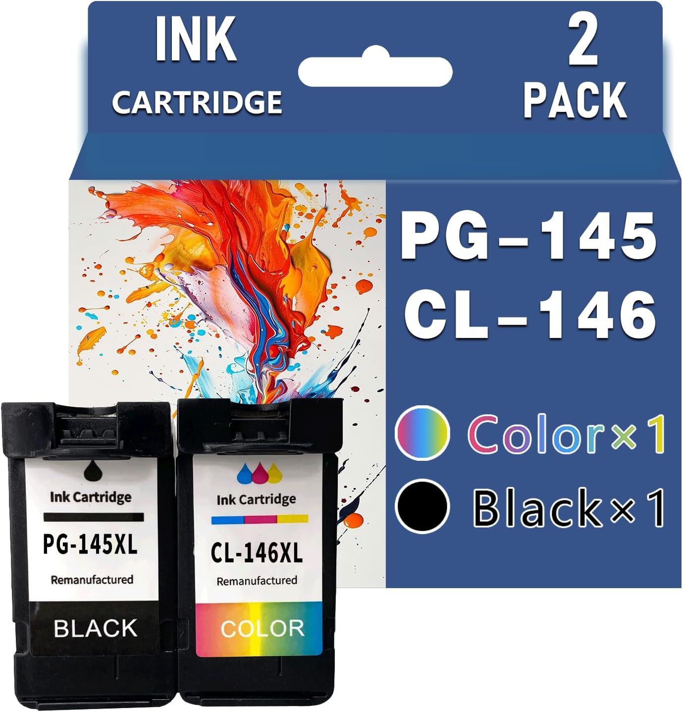 Replacement PG-145XL CL-146XL Ink Cartridges Compatible for Canon PG-145 CL-146 Ink Cartridge Work for Canon TS201 TS301 3110 TR4510 IP2820 MX491 MG2410 MG2510 Printers,Combination Pack×2