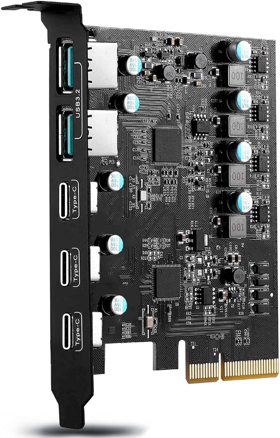 PCIe USB 3.2/3.1 Gen 2 Card (3X USB Type C-2x USB Type-A) PCIe Expansion Card Internal USB3 Hub for Desktop PC Support Windows 10/8/7 and Mac OS