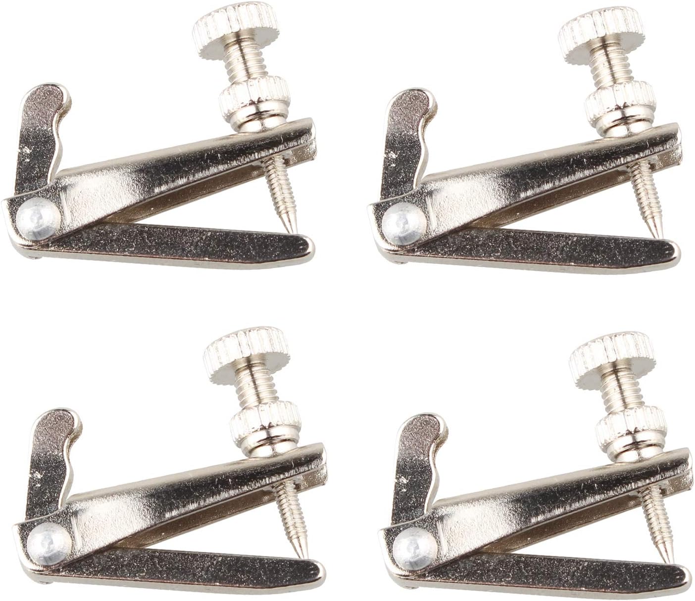 4PCS Violin Fine Tuners Large Size Violin Replacement Parts for 4/4-3/4 Violin Anti Rust Durable Metal String Adjuster Nickel Plated Anti Rust (Silver)