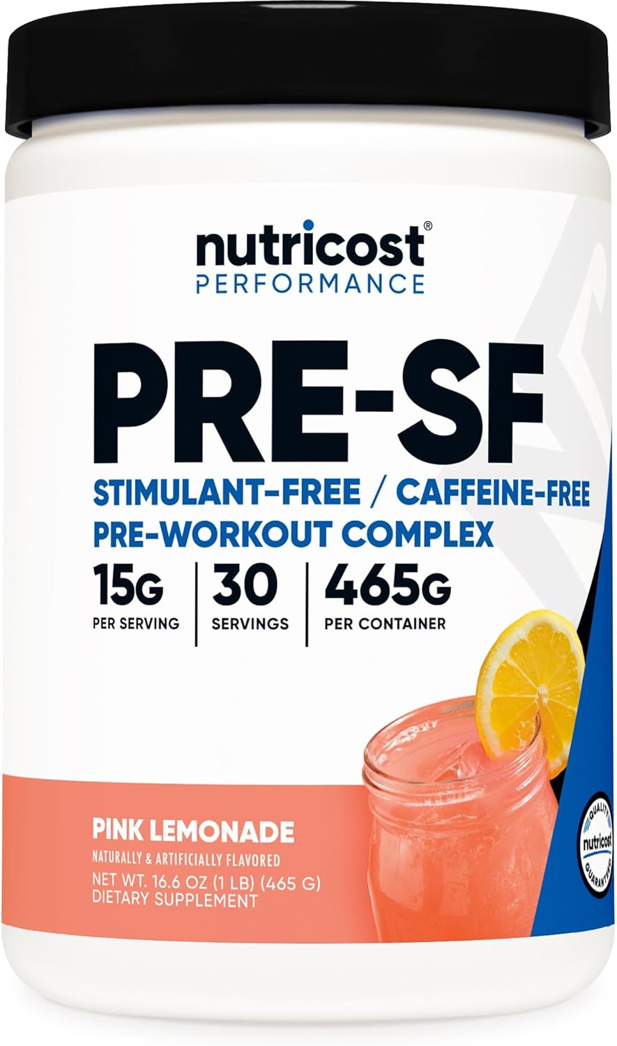 Nutricost Stim-Free Pre-Workout, 30 Servings (Pink Lemonade) – Caffeine Free, Stimulant Free, Non-GMO, Gluten Free