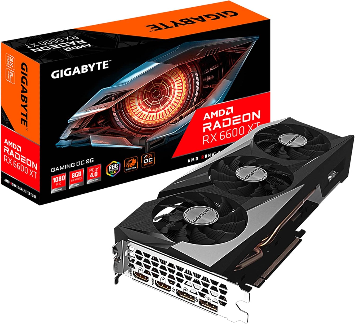 Gigabyte Radeon RX 6600 XT Gaming OC 8G Graphics Card, WINDFORCE 3X Cooling System, 8GB 128-bit GDDR6, GV-R66XTGAMING OC-8GD Video Card