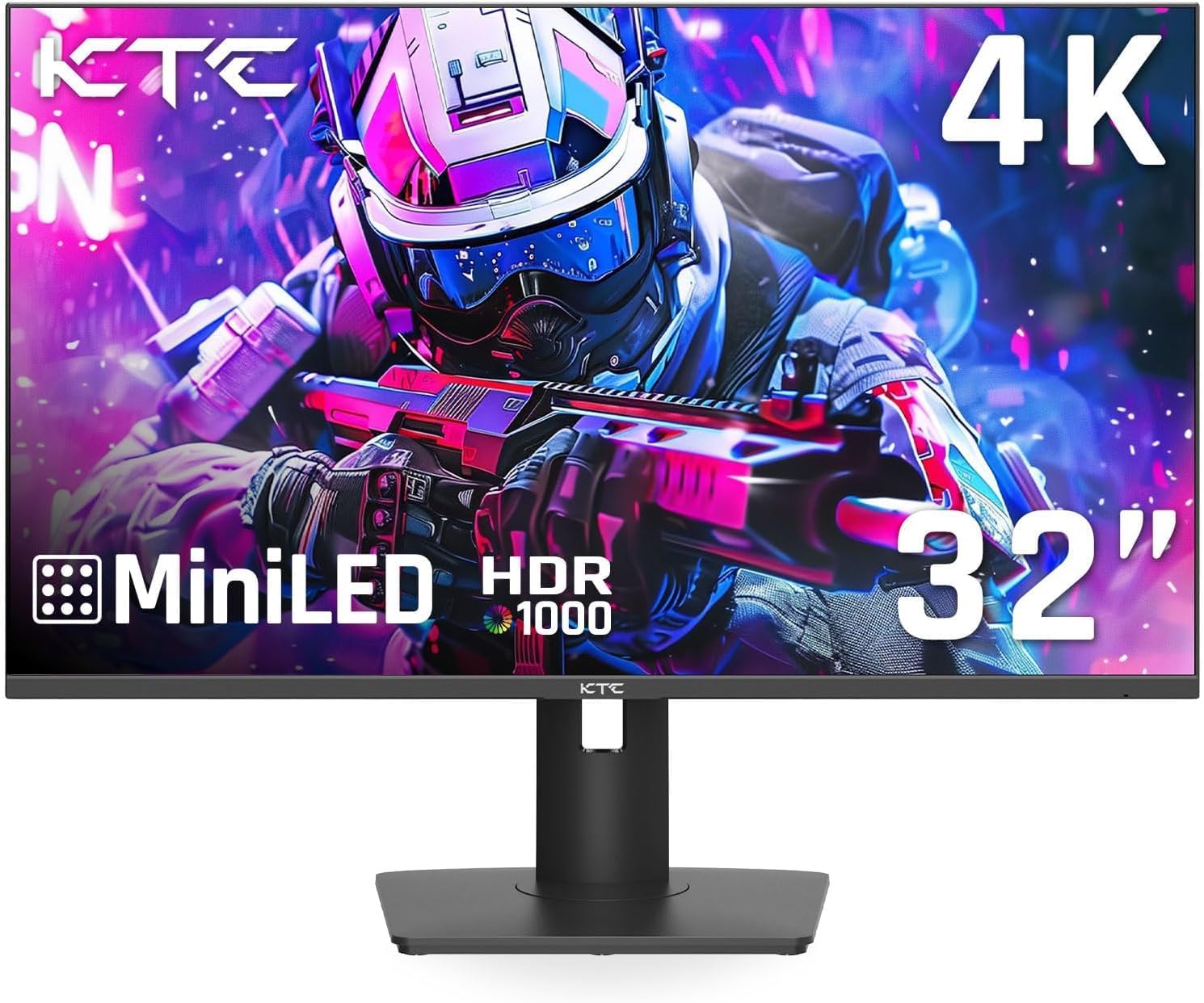 KTC 32 Inch 4K Mini LED Monitor, Fast IPS, HDR1000 144Hz 1ms MPRT Gaming Monitor,Type-C 45W, HDMI/DP/USB,RGB Light, Swivel/Height/Pivot/Tilt Adjust, VESA, Computer Monitor for Gaming & Designer