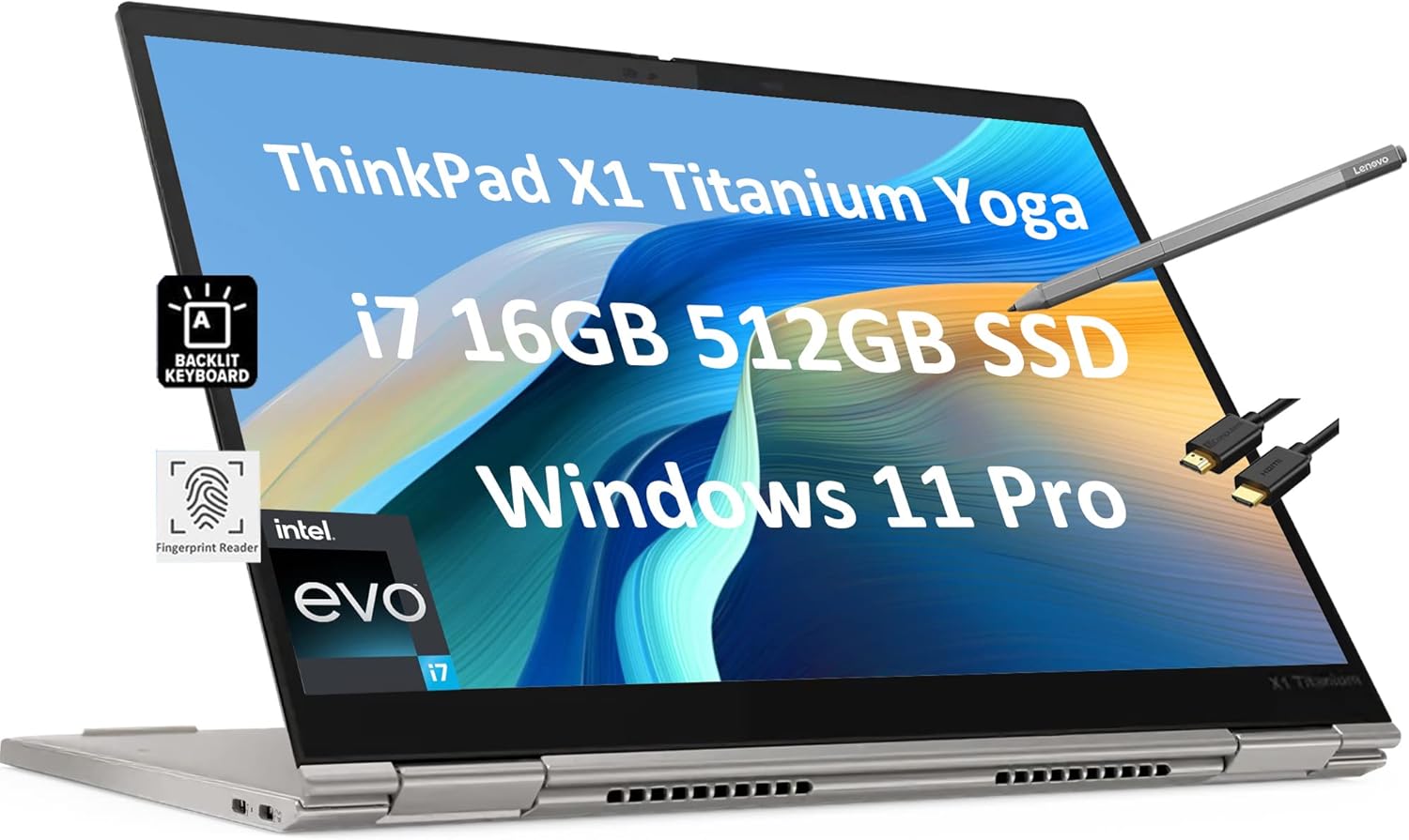 Lenovo ThinkPad X1 Titanium Yoga 2-in-1 Laptop (13.5″ QHD Touchscreen, Intel Core i7-1160G7, 16GB RAM, 512GB SSD, Precision Pen), AI PC for Designer & Photographer, Lightweight, 3-Year WRT, Win 11 Pro