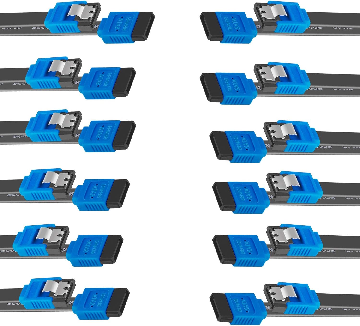 BENFEI SATA Cable III, 12 Pack SATA Cable III 6Gbps Straight HDD SDD Data Cable with Locking Latch 18 Inch for SATA HDD, SSD, CD Driver, CD Writer