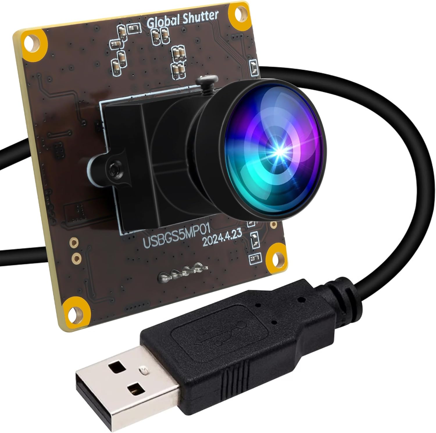 ELP 5MP Global Shutter 50fps USB Fisheye Camera Module for Computer Mini Lightburn Camera for Laser Engraver High Speed 60fps PC Camera Wide Angle Web Camera for Live Streaming (170°fisheye Lens)