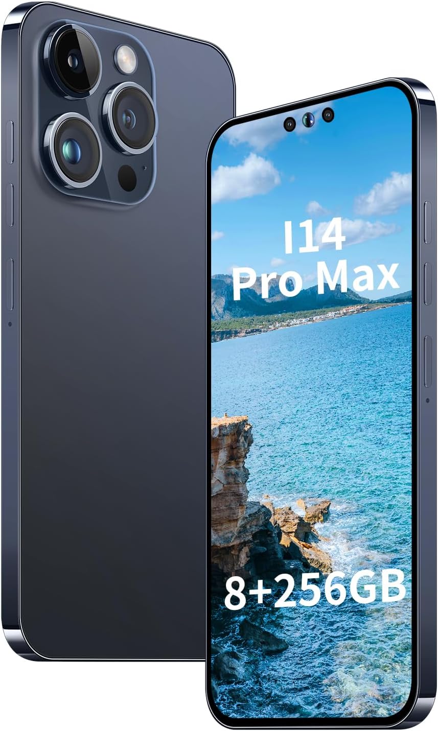 Unlocked Android Phone A14 PROMAX Smartphone 8GB+256GB Cell Phone 24MP+50MP Camera Pixels 6800mAh Battery for Extended Standby 6.7 inch HD Screen Mobile Phone 4G Dual SIM (Deep Sea Blue)