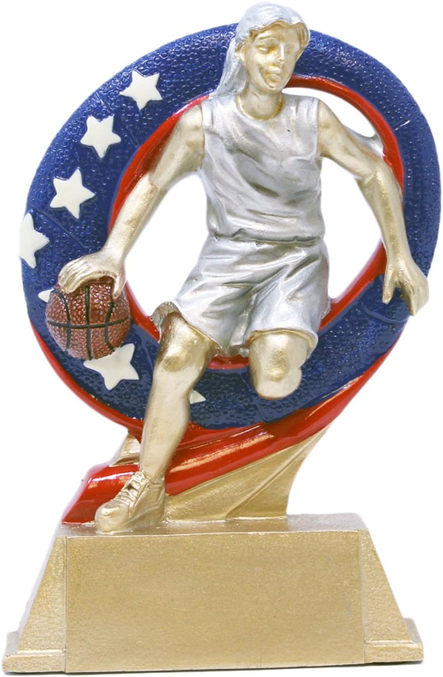 Decade Awards Basketball Superstar Trophy, Female – Hoops MVP Award – 6.5 Inch Tall – Engraved Plate on Request