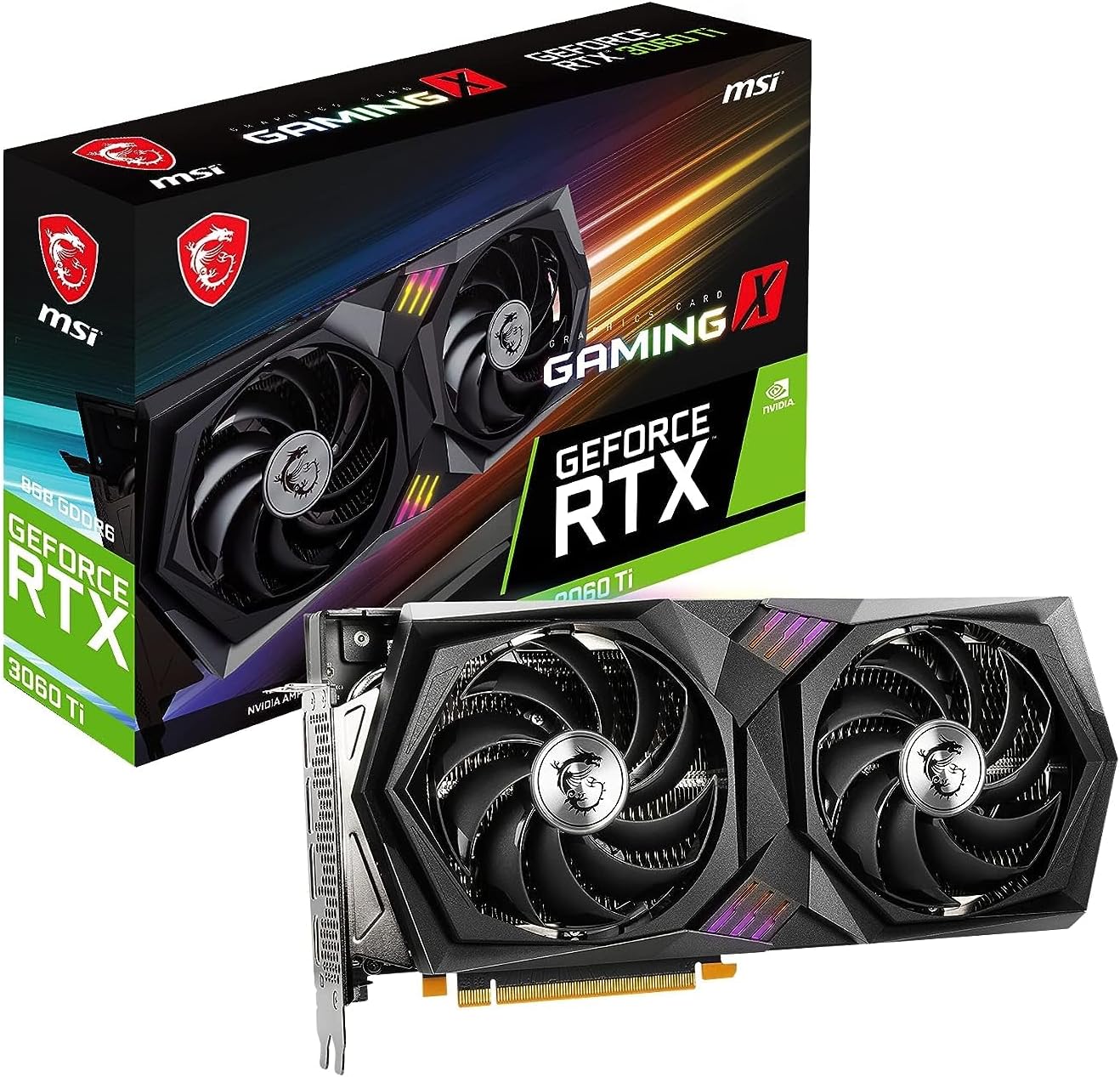 MSI Gaming GeForce RTX 3060 Ti LHR 8GB GDRR6 256-Bit HDMI/DP Nvlink Torx Fan 4 RGB Ampere Architecture OC Graphics Card