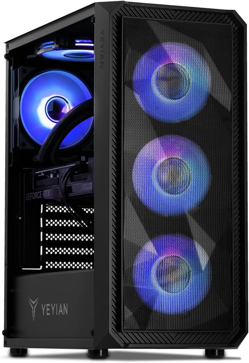 YEYIAN Tanto Gaming Desktop • Intel Core i5-14400F • 16GB DDR5 RAM 5600 • 1TB SSD • NVIDIA GeForce RTX 4070 12GB GDDR6X • 120mm AIO Cooler • Intel B760 Motherboard • Windows 11 Home