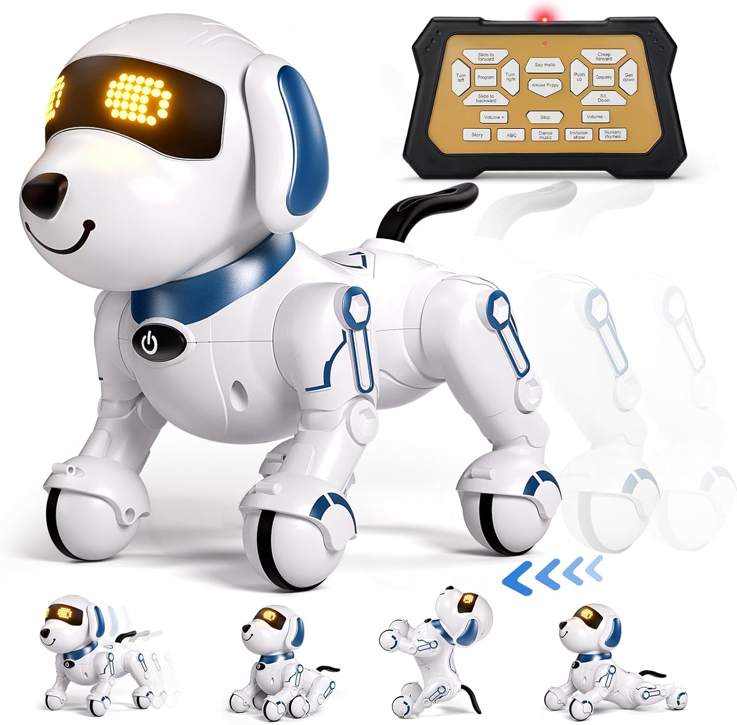 Remote Control Robot Dog Toy, Interactive RC Dog Robot Toys for Kids, Programmable Smart and Dancing Robot Toy, Imitates Animals Mini Pet Dog Robot with Sound and LED Eyes