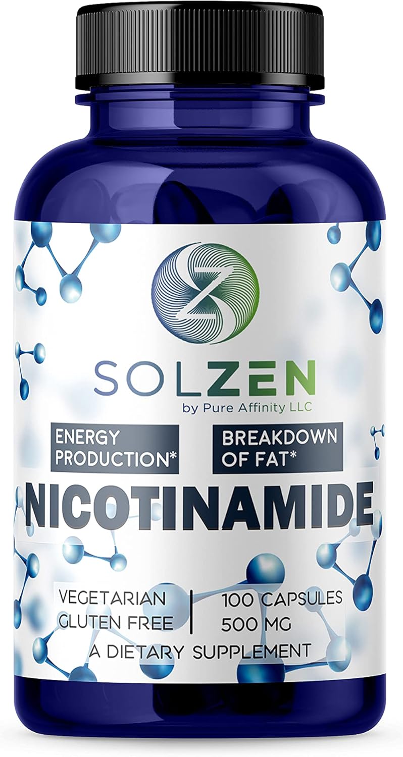 B3 Nicotinamide 500 mg Effective Flush-Free Niacin. Energy Booster, Cell Regenerator, That Supports Cognitive Decline, Anti-Aging and Helps Breaks Down Carbs & Fats (100 Count)