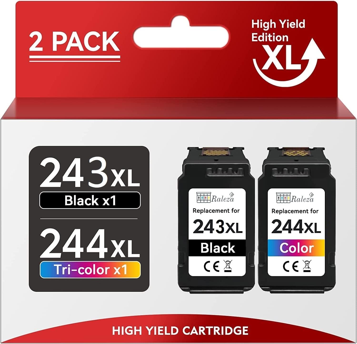 Raleza Compatible PG 243XL CL 244XL High Yield Ink Cartridge Replacement for Canon TR4520 MX492 MG2520 MG2922 TS302 TS202 Printer