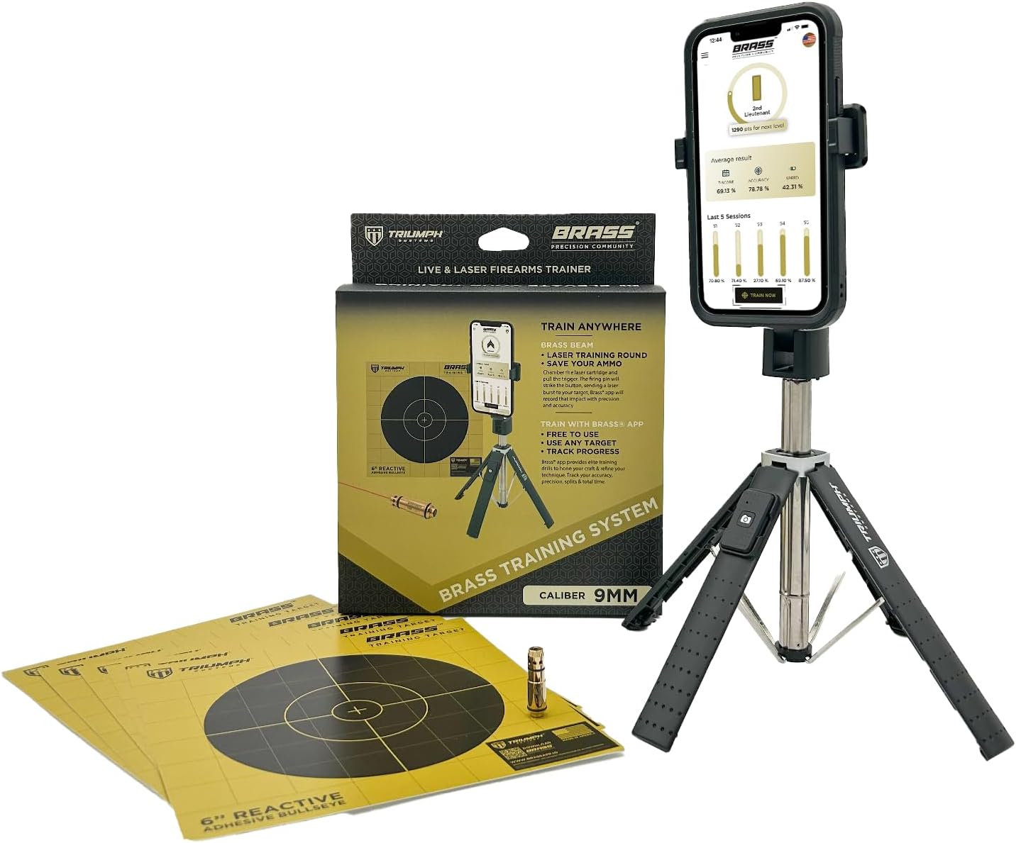 Triumph Systems Brass Dry Fire Laser Training System-Includes Laser, Targets, and Phone Stand