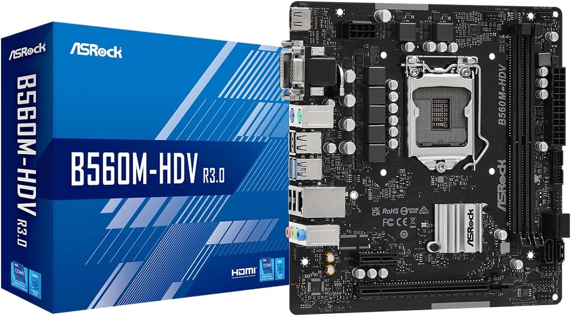 ASRock B560M-HDV R3.0 10th Gen Intel® Core Processors and 11th Gen Intel®Core DDR4 4000+ MHz 4 SATA3 HDMI, DVI-D, D-Sub Windows® 10 64-bit / 11 64-bit