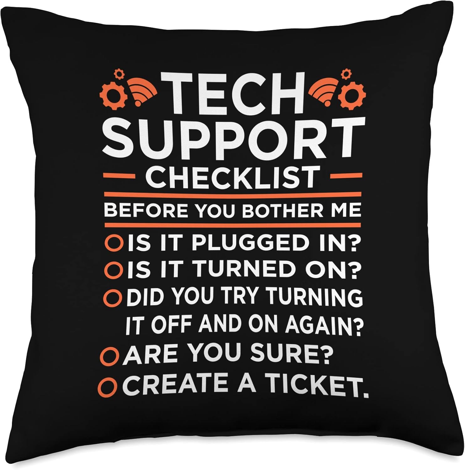 Technical Support Checklist Computer IT Programmer Graphic Throw Pillow, 18×18, Multicolor