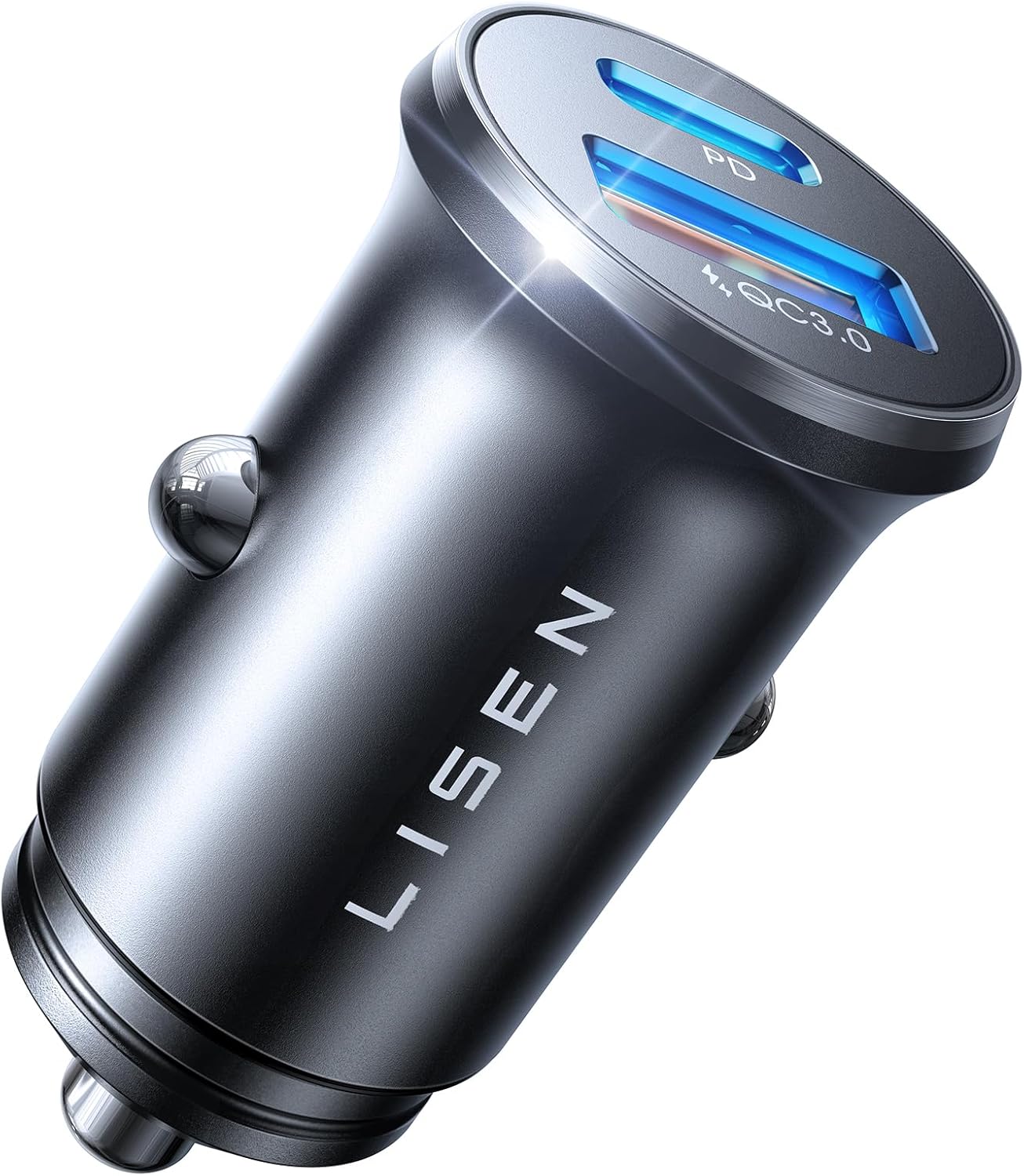 LISEN Car Charger, Fast Charging for Car Accessories. iPhone Car Charger Adapter, 24W Mini All Metal Lightning Car Charger [MFI Certified], Dual Fast USB Charger for iPhone 14/13/12/11/XS Max/X/