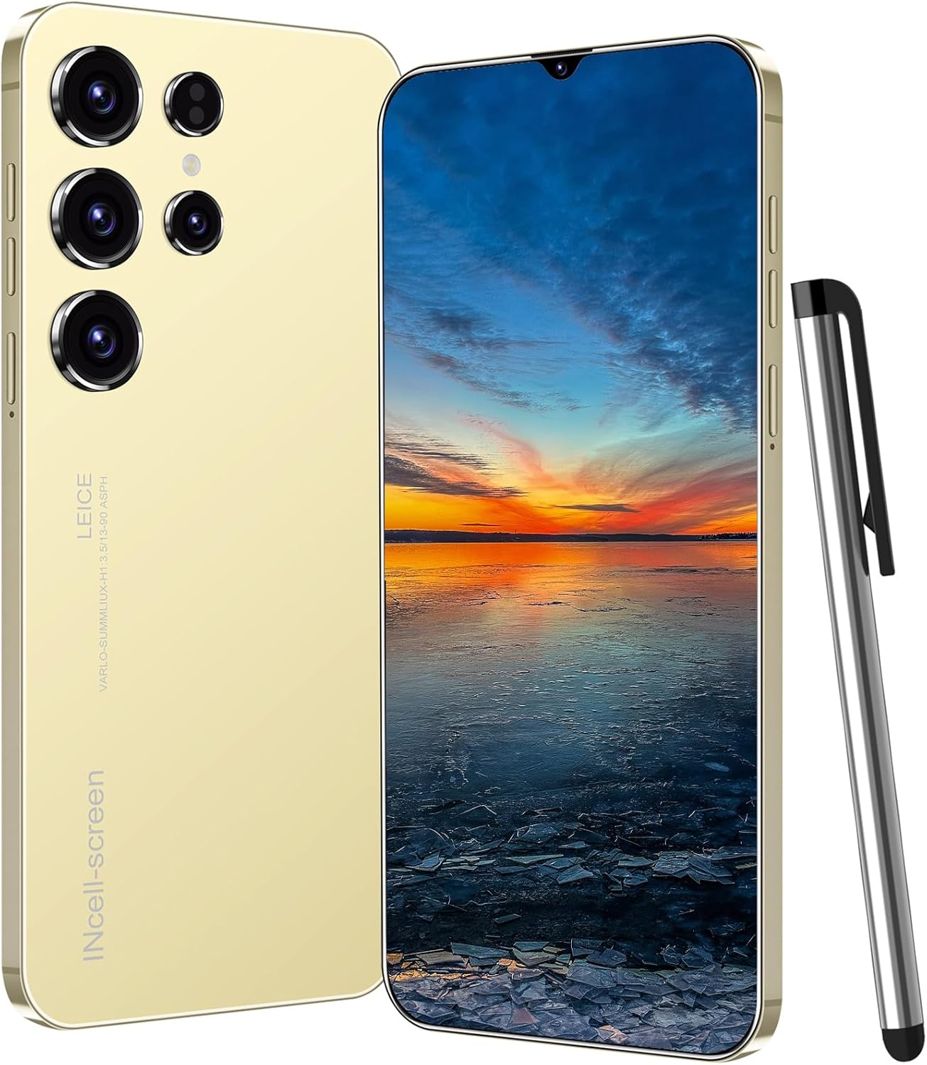 C24 Ultra 5G Unlocked Cell Phone, Smartphone Android 13 Snapdragon 8 Gen 2 Octa-Core, 4GB+128GB Unlock Phone, 6800mAh Battery, 90Hz FHD+ Screen 72MP Camera, Dual SIM Phone/GPS/Face ID – Gold