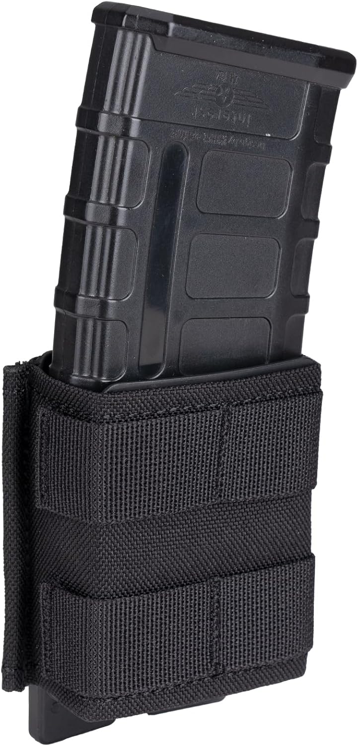 IDOGEAR Rifle Mag Pouch Molle 5.56mm Magazine Pouch Single Open-Top AR Mag Carrier Holder with Quick Release Mag Insert for M4 M16