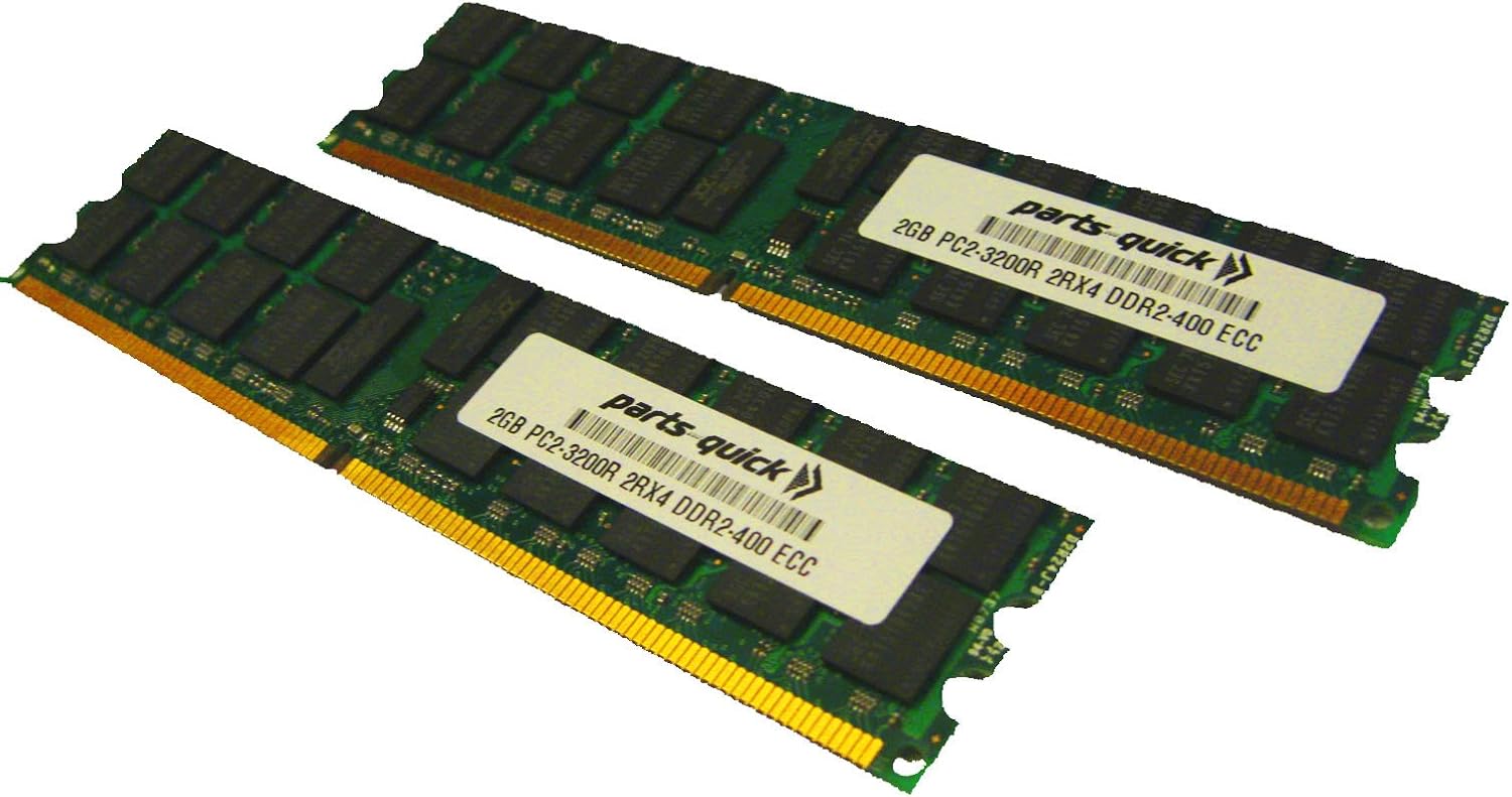 4GB Kit 2 x 2GB Memory for Dell PowerEdge 2800 Server PC2-3200R ECC Registered DDR2-400 240 pin 1.8v DIMM (PARTS-QUICK Brand)