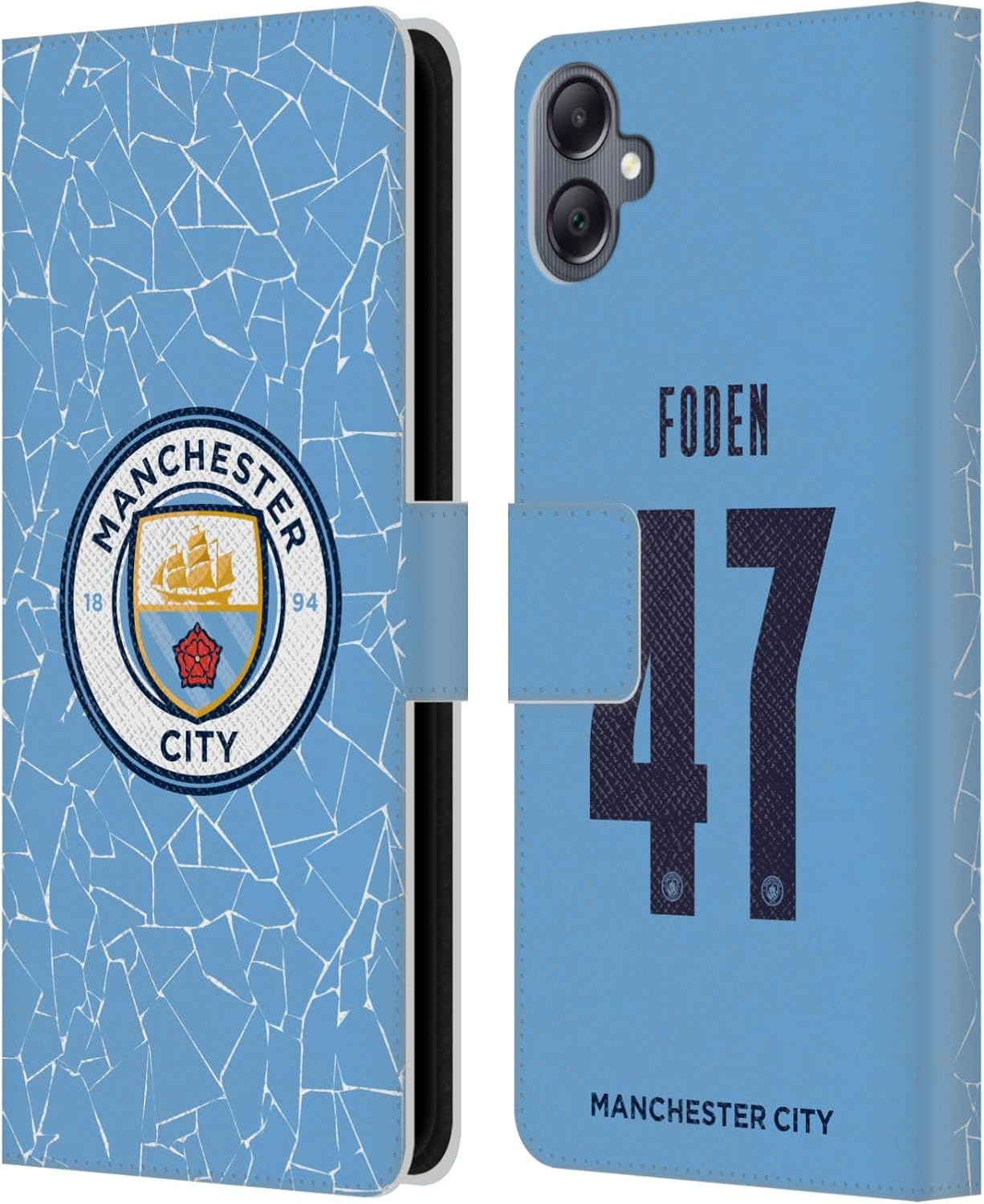 Head Case Designs Officially Licensed Manchester City Man City FC Phil Foden 2020/21 Players Home Kit Group 2 Leather Book Wallet Case Cover Compatible with Samsung Galaxy A05