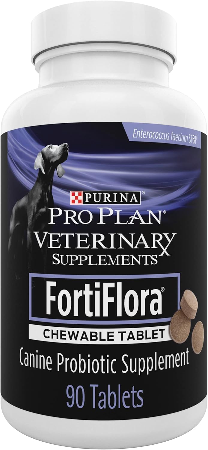 Purina Pro Plan Veterinary Supplements FortiFlora Chewable Dog Probiotic Supplement Tablets – 90 ct. Canister