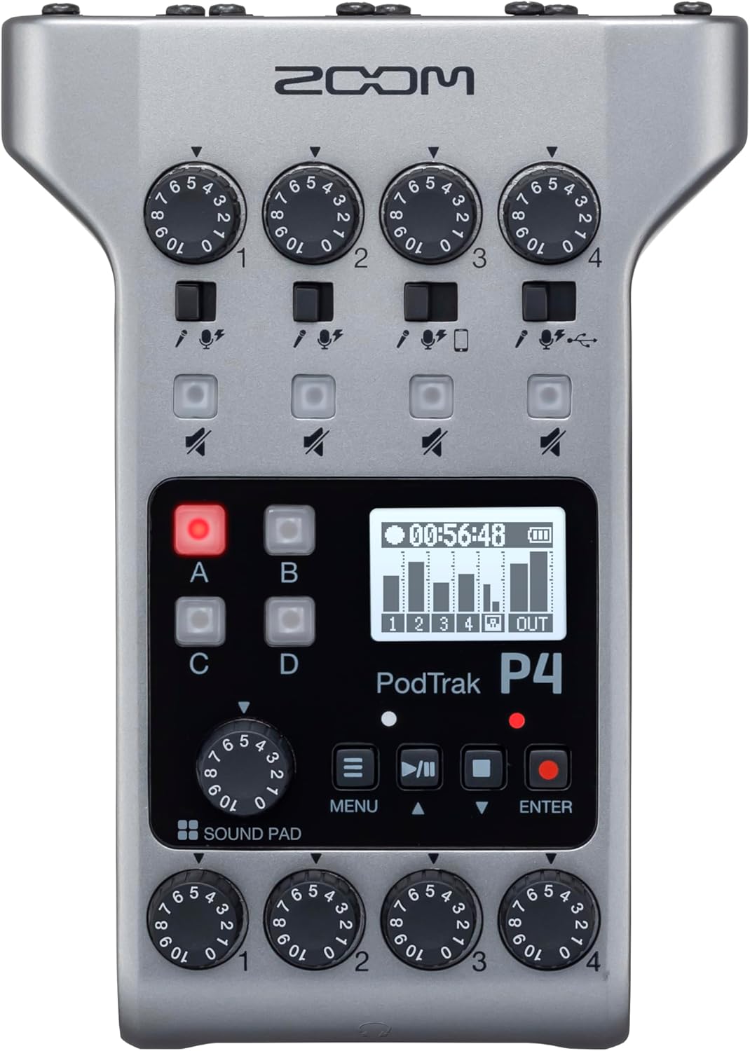 Zoom PodTrak P4 4-input Ultimate Recorder for Podcasting