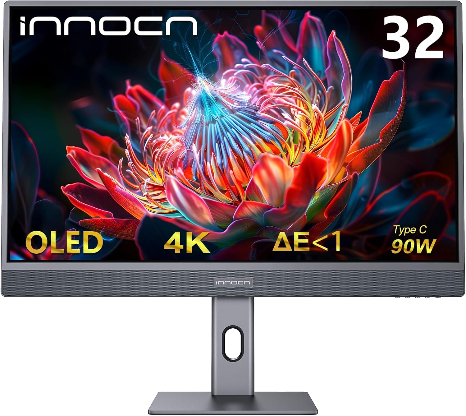 INNOCN 32″ OLED 4K Computer Monitor, UHD (3840 x 2160) Professional Monitor, Type-C, HDR 10, 99% DCI-P3, 99% sRGB, 1M:1, Tilt/Height/Pivot Adjustable Stand, VESA Mountable – 32Q1U