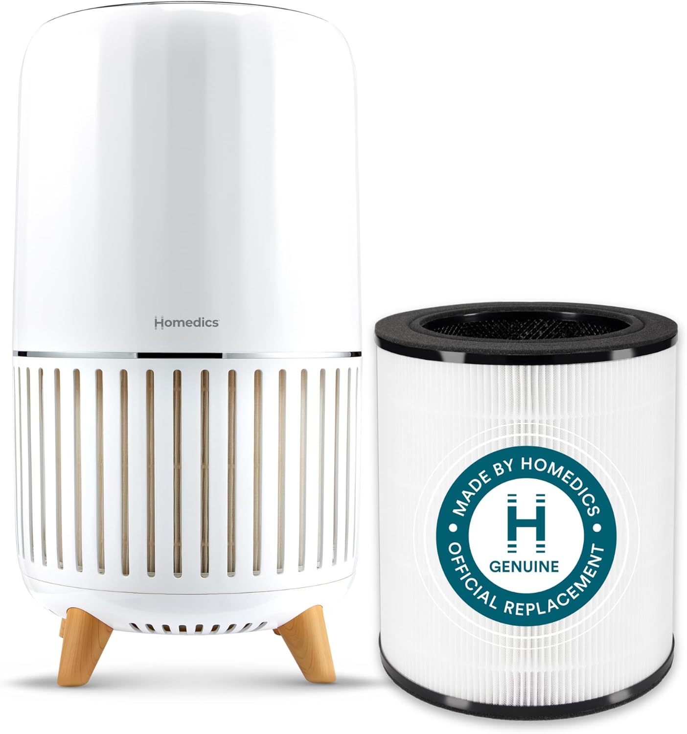 Homedics EXTRA FILTER Bundle. 4-1 Smart Air Purifer for Large Rooms, 1,570 SqFt, Reduces Allergens, Smoke, Mold, VOC’s and Bacteria, PLUS an Additional Replacement Filter