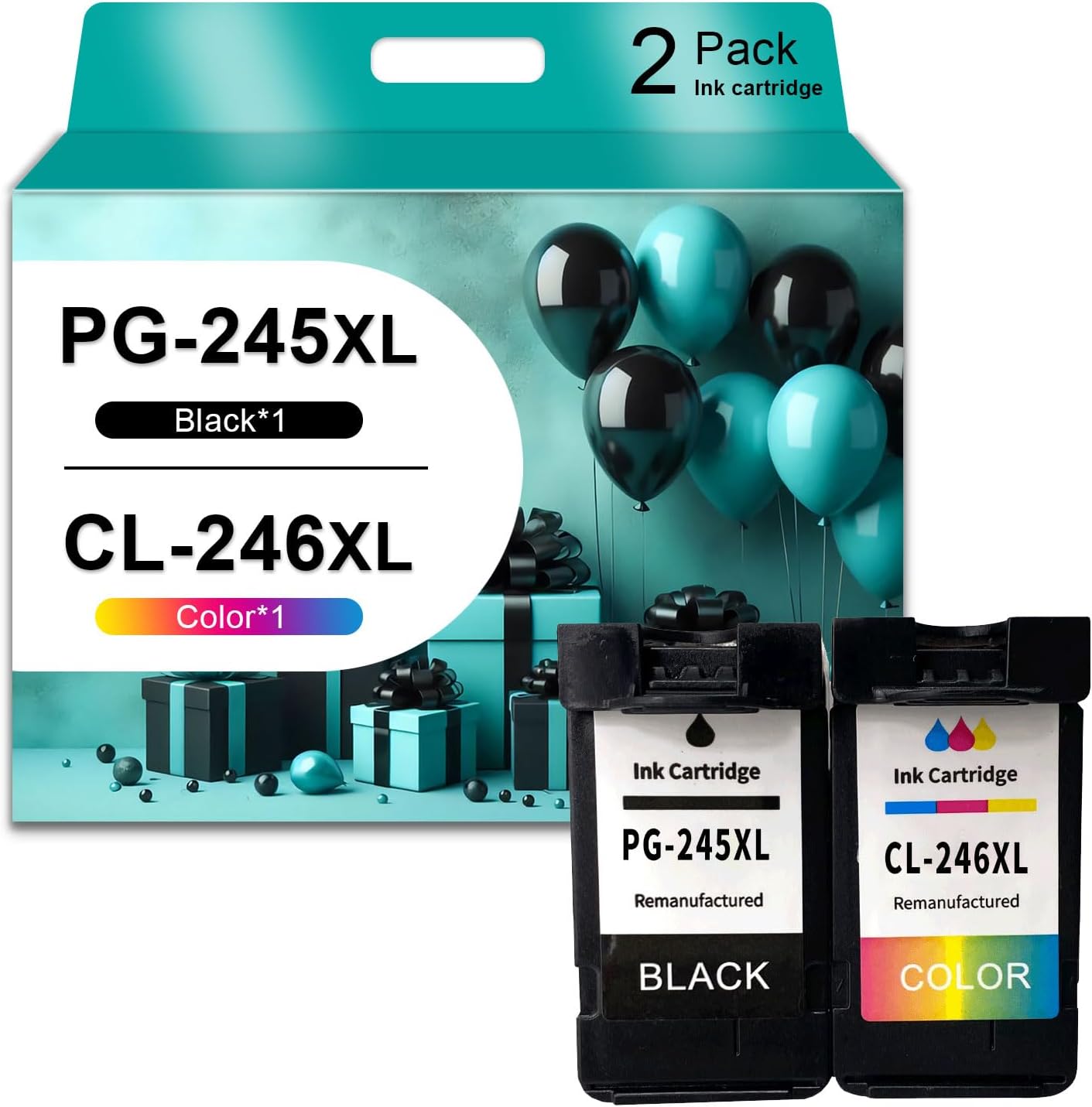 PG-245XL CL-246XL Ink Cartridges Combo Pack Compatible for Canon TS3120 iP2820 iP2850 MG2420 MG2450 MG2520 MG2550 MG2920 Printers High Yield Ink Cartridges, Combination Pack