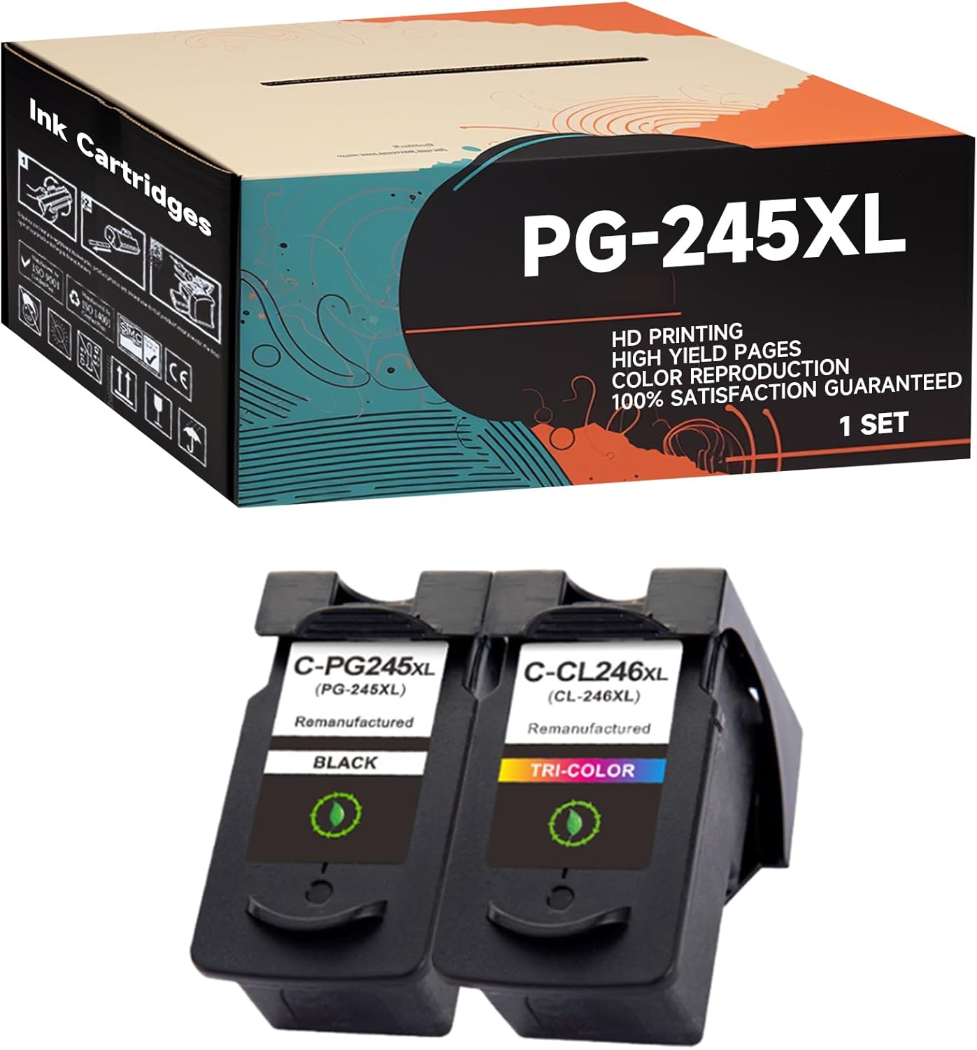 PG-245XL CL-246XL Ink Cartridges Compatible with Canon PIXMA iP2820 MG2420 MG2520 MG2522 MG2922 MG2924 MG3020 MG3022 Printers, High Yield 2000 Pages, includes Chip (1 Set)