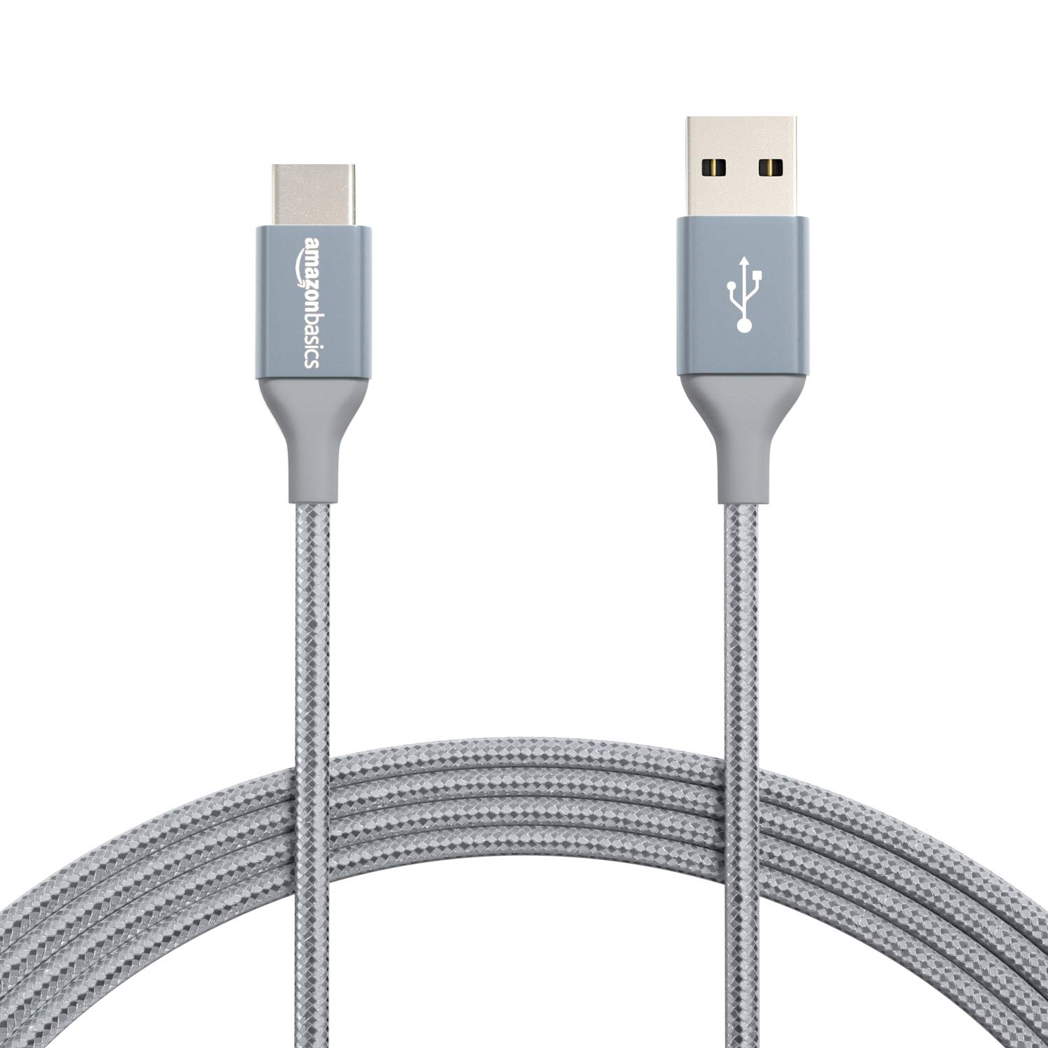 Amazon Basics USB-C to USB-A 2.0 Fast Charger Cable, Nylon Braided Cord, 480Mbps Speed, USB-IF Certified, for Apple iPhone 16/15, iPad, Samsung Galaxy, Tablets, Laptops, 10 Foot, Dark Gray