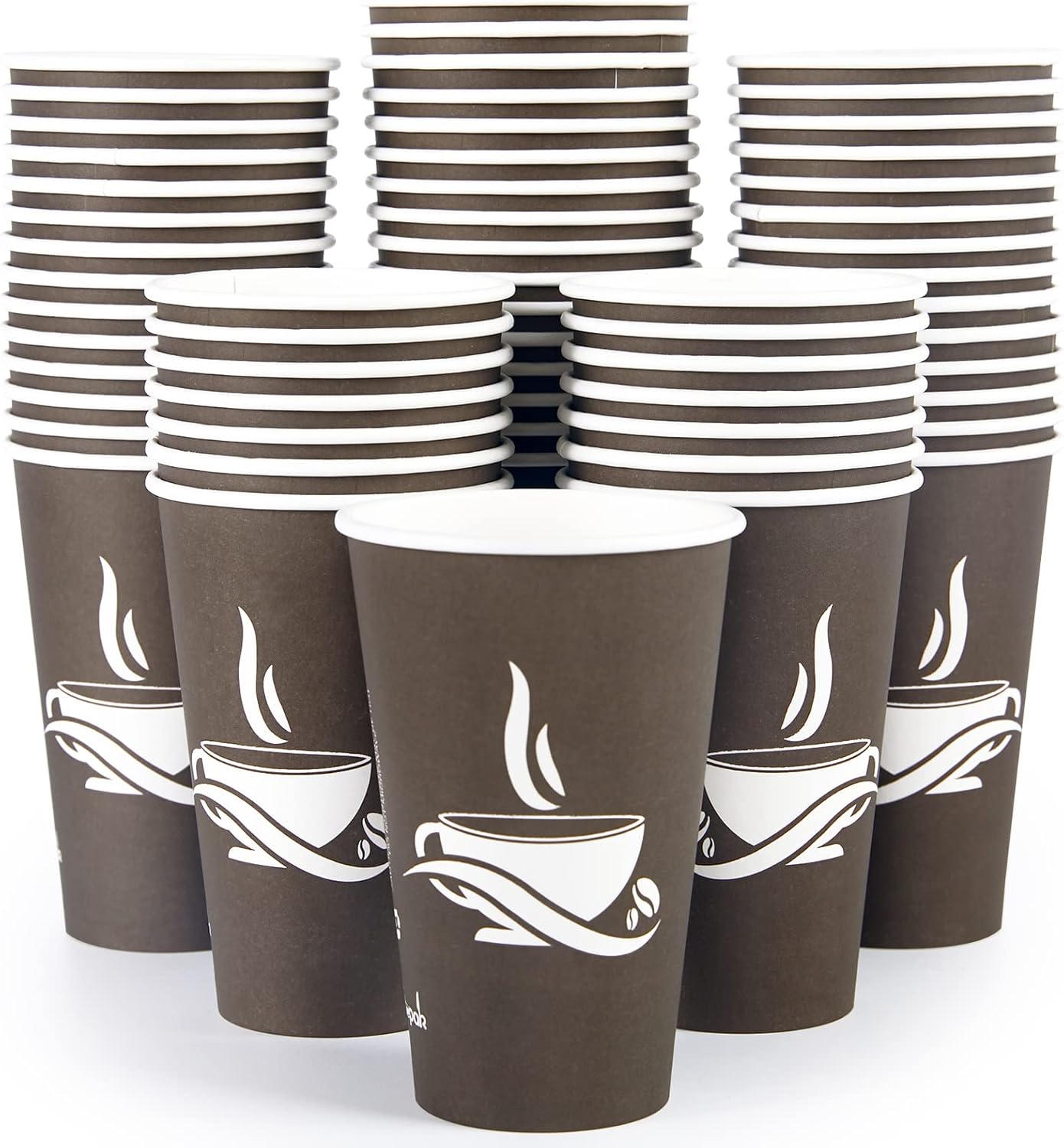 LITOPAK 210 Pack 16 oz Paper Cups, Disposable Coffee Cups, Paper Drinking Cups, Brown Disposable Cups, Paper Hot Coffee Cups, Paper Coffee Cups for Party, Picnic, Travel, and Events