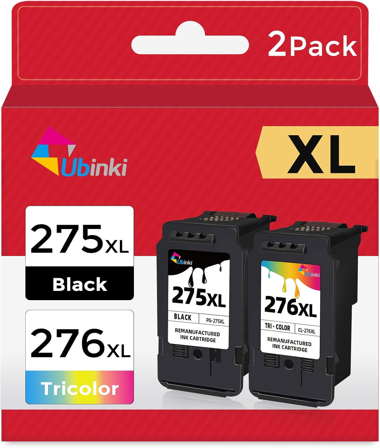 Remanufactured Ink Cartridge Replacement for Canon 275XL 276XL Ink 275 276 (Black Color Combo, 2-Pack) PG275 CL276 XL Work with TS3522 TR4720 TS3520 TS3500 TR4700 Series Printers, High-Yield