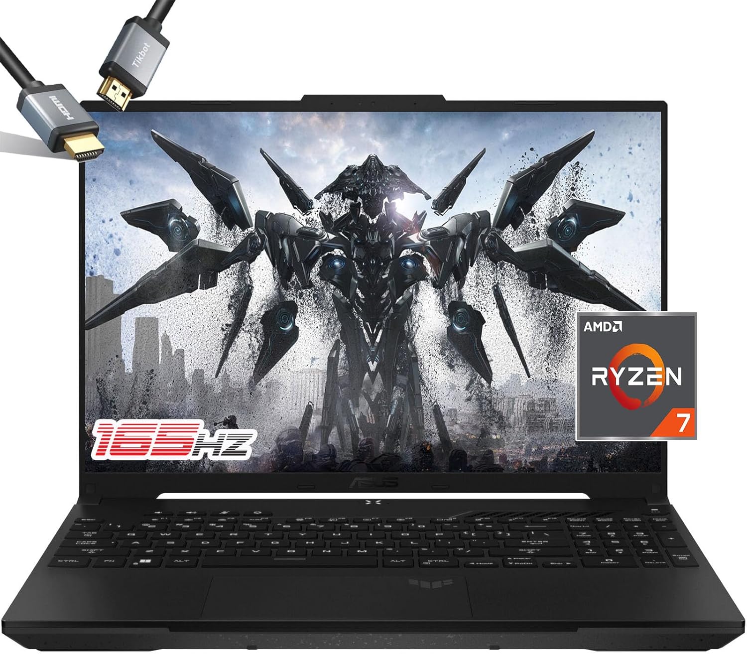 ASUS TUF Gaming Laptop Ryzen7 7735HS – A16 WUXGA 165Hz 100% sRGB – AMD Radeon RX7600S Beat RTX3060 – Backlit Keyboard – Thunderbolt4 – Wi-Fi6 – HDMI Cable (32GB DDR5 RAM |1TB PCIe SSD)