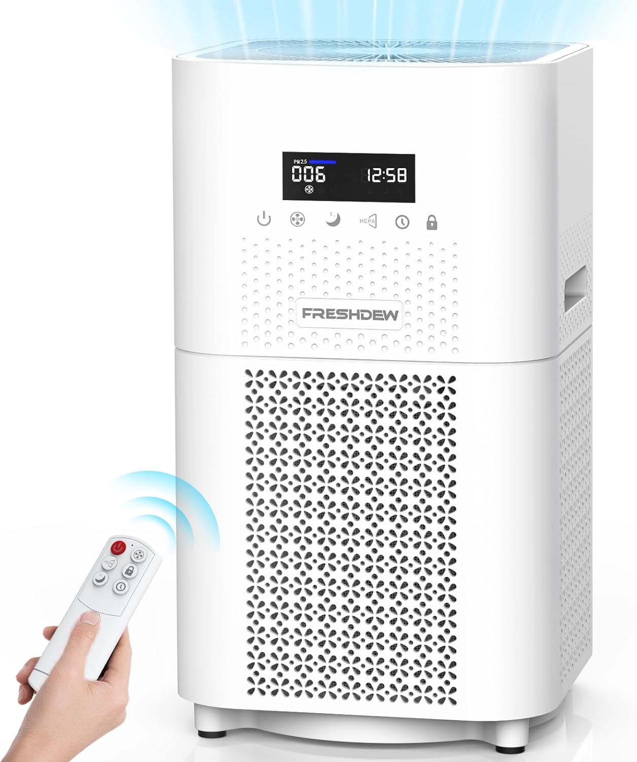 Air Purifier for Home Large Room,FRESHDEW Air Purifiers H13 True HEPA Filter up to 1830 Ft², Air Purifier for Bedroom with PM 2.5 Display for Pet Odor, Dust, Smoke, Wildfire (AP403)