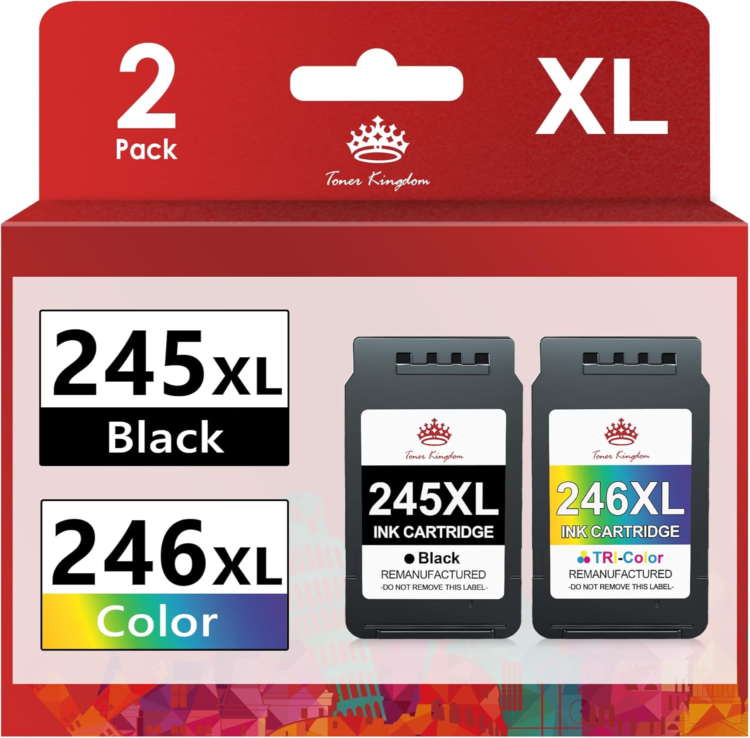 Toner Kingdom Compatible 245XL 246XL Ink Cartridge Replacement for Canon PG-245XL CL-246XL 243XL 244XL for PIXMA MX492 MX490 MG2522 MG2922 MG2520 MG2920 MG2420 TR4520 TS3122 Printer Black Color