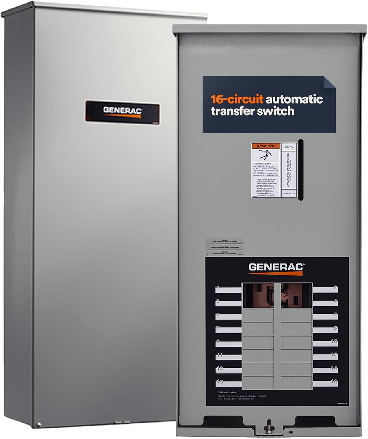 Generac RXG16EZA3 16-Circuit 100 Amp ATS – NEMA 3 CUL: Reliable Transfer Switch with Integrated Load Center for Essential Circuit Backup