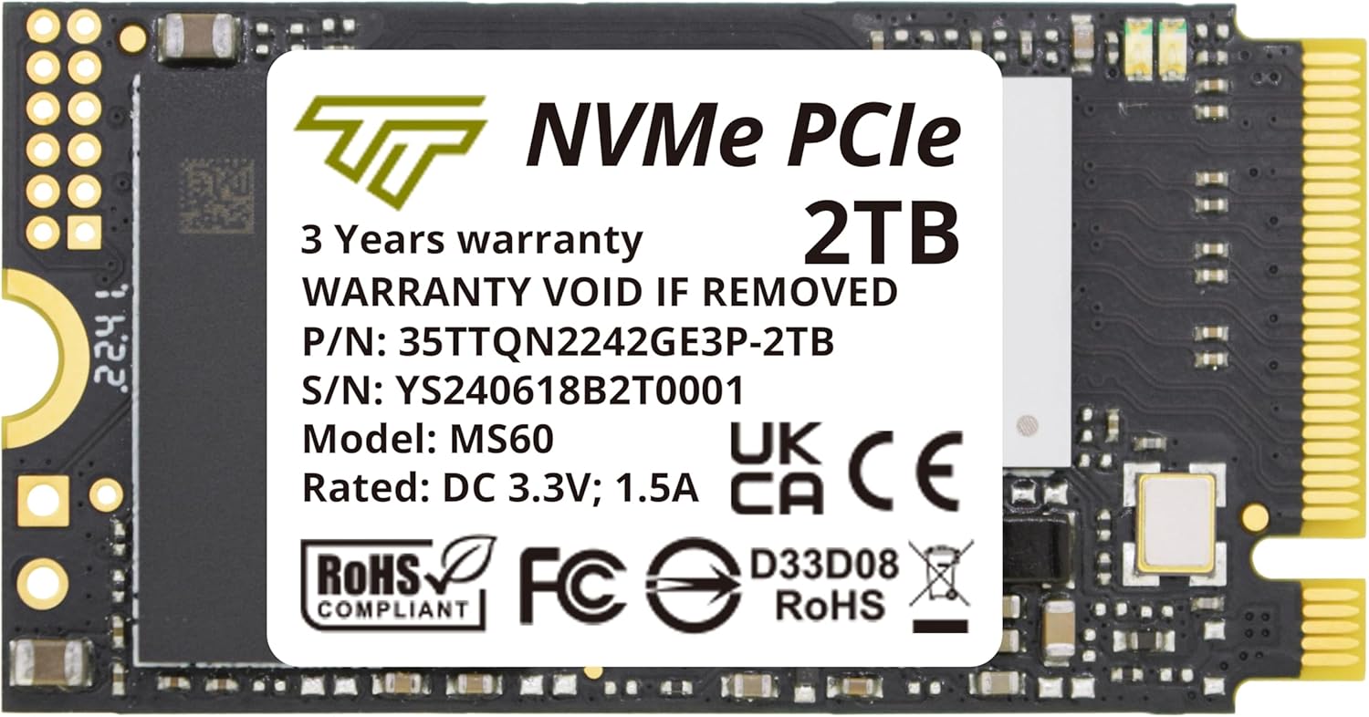 Timetec 2TB M.2 2242 SSD NVMe PCIe Gen3x4 Double Sided Read/Write Speed Up to 2,500/1,700 MB/s Compatible with Lenovo Thinkpad X1 Nano Gen 2 /ThinkPad 11e Yoga Gen 6 /Thinkpad E15, Laptop and Desktop