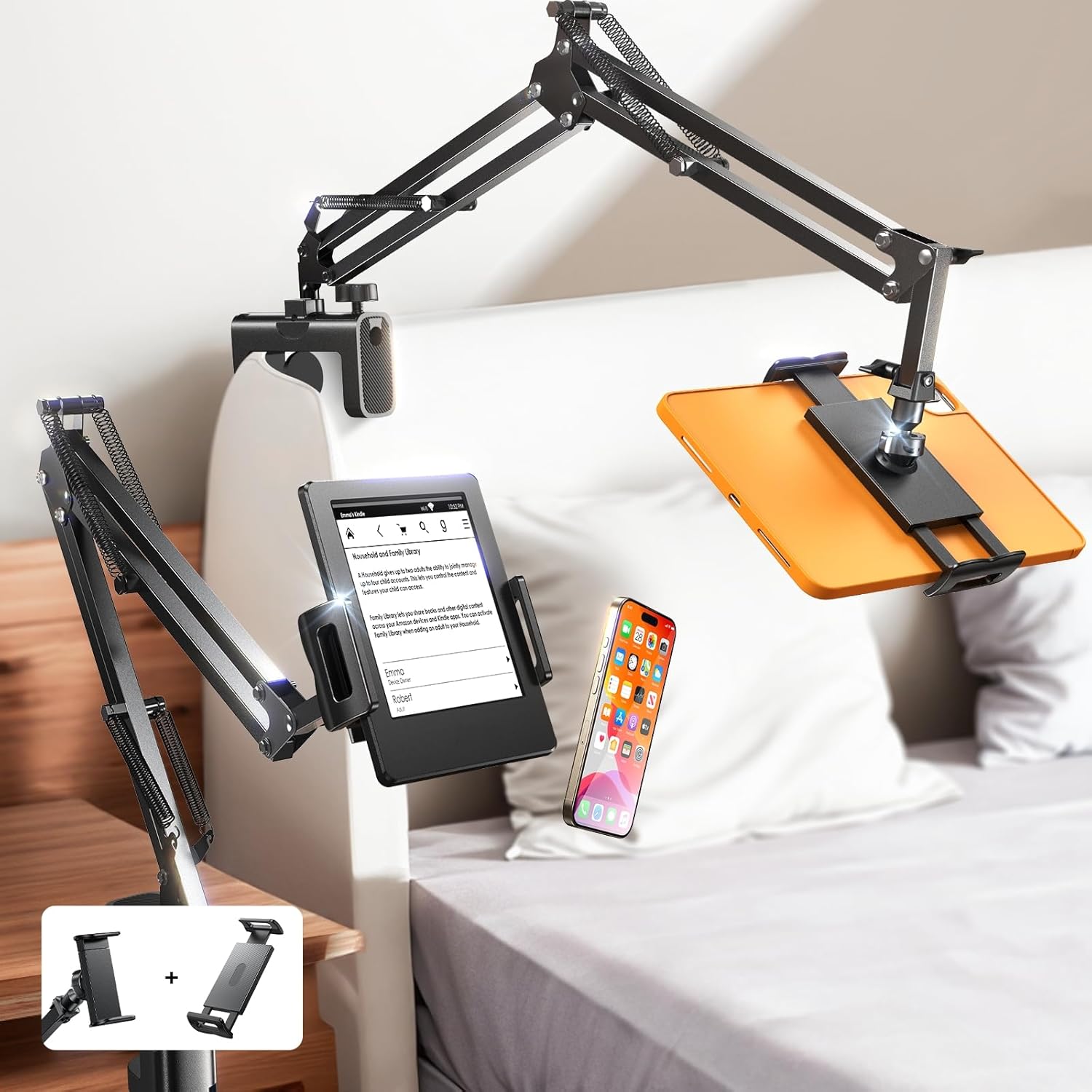 LISEN for Kindle Stand Holder Reading Accessories in Bed Desk, for iPad Stand for Desk Bed Tablet Stand Holder for Kindle Paperwhite Oasis 2024 iPhone iPad Tablets 4-12.9 inches