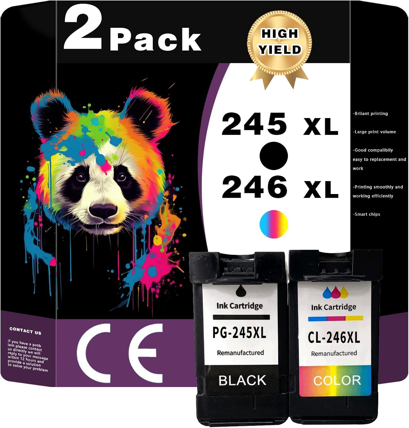 PG245 CL246 XL Compatible Ink Cartridge Replacement for Canon PG-245 CL-246 XL for Canon IP2820 MG2420 2520 2555 2920 2922 3020 MX490 MX492 TS202 TS302 TS3120 TR4520