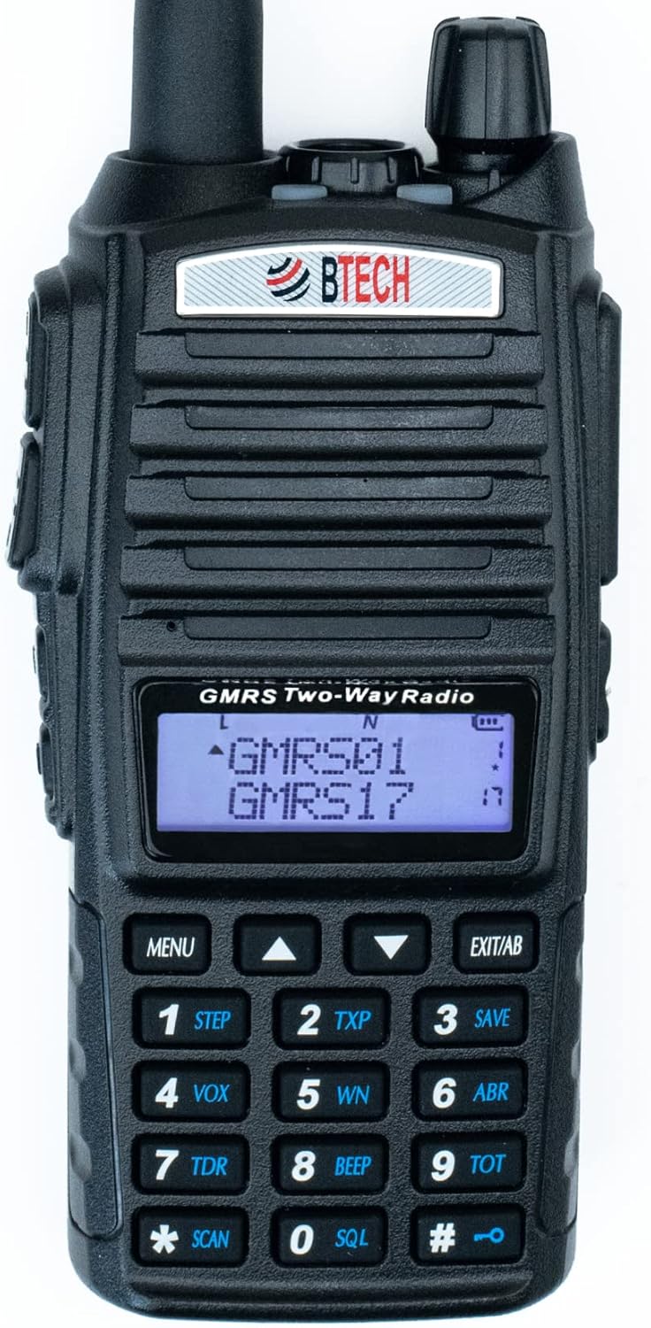 BTECH GMRS-V2 5W 200 Fully Customizable Channels GMRS Two-Way Radio. USB-C Charging, IP54 Weatherproof, Repeater Compatible, Dual Band Scanning (VHF/UHF), FM Radio, & NOAA Weather Broadcast Receiver