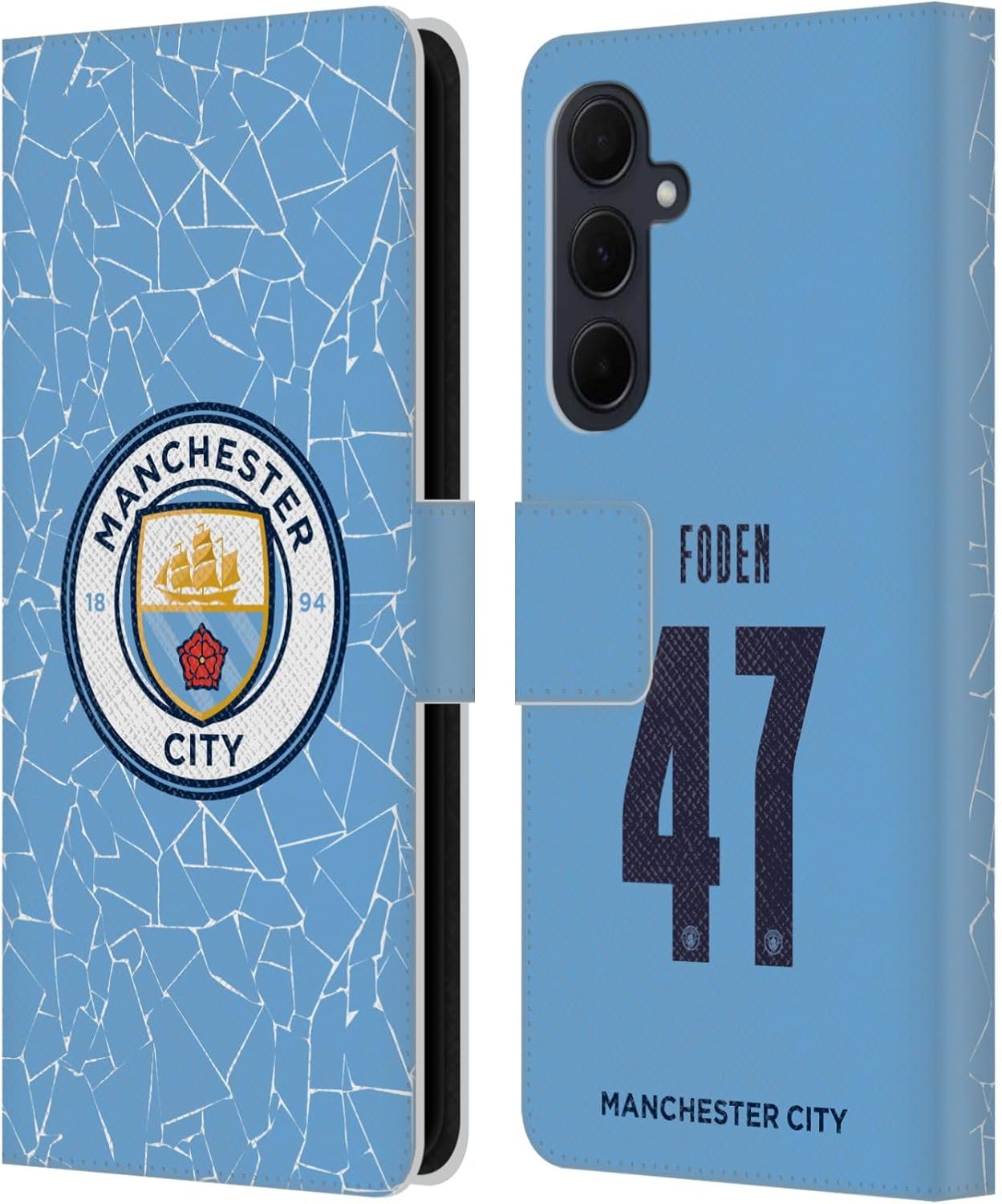 Head Case Designs Officially Licensed Manchester City Man City FC Phil Foden 2020/21 Players Home Kit Group 2 Leather Book Wallet Case Cover Compatible with Samsung Galaxy A35 5G